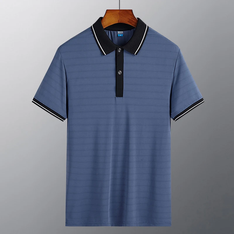 Мужская дышащая рубашка-поло повседневная Однотонная с коротким рукавом лето 2021