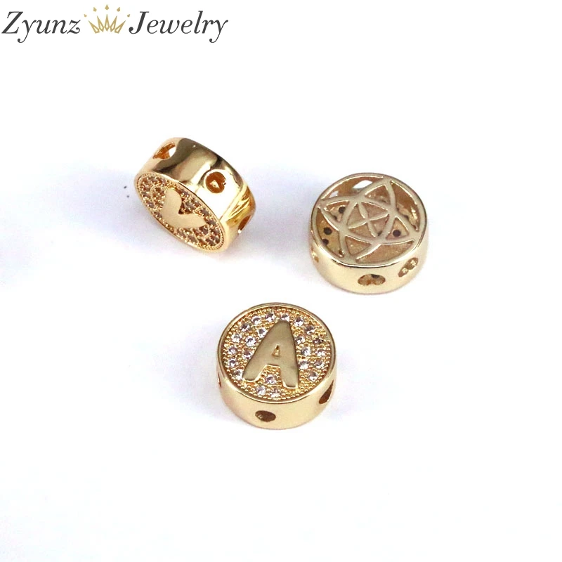 26 шт. металлические бусины золотого цвета с большим отверстием алфавит ожерелье