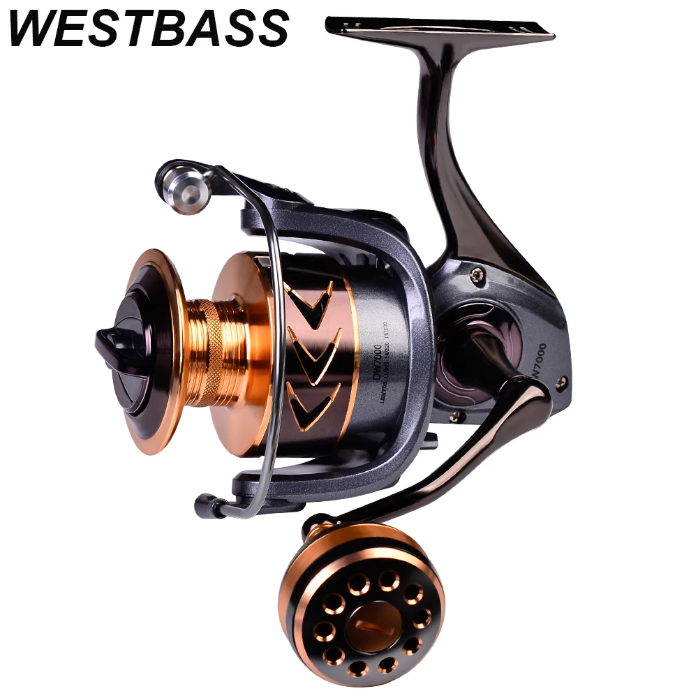 

Катушка спиннинга WESTBASS серии 2000-7000, катушка для спиннинга с ЧПУ, рыболовная катушка из углеродного волокна, система фрикциона, полностью мет...