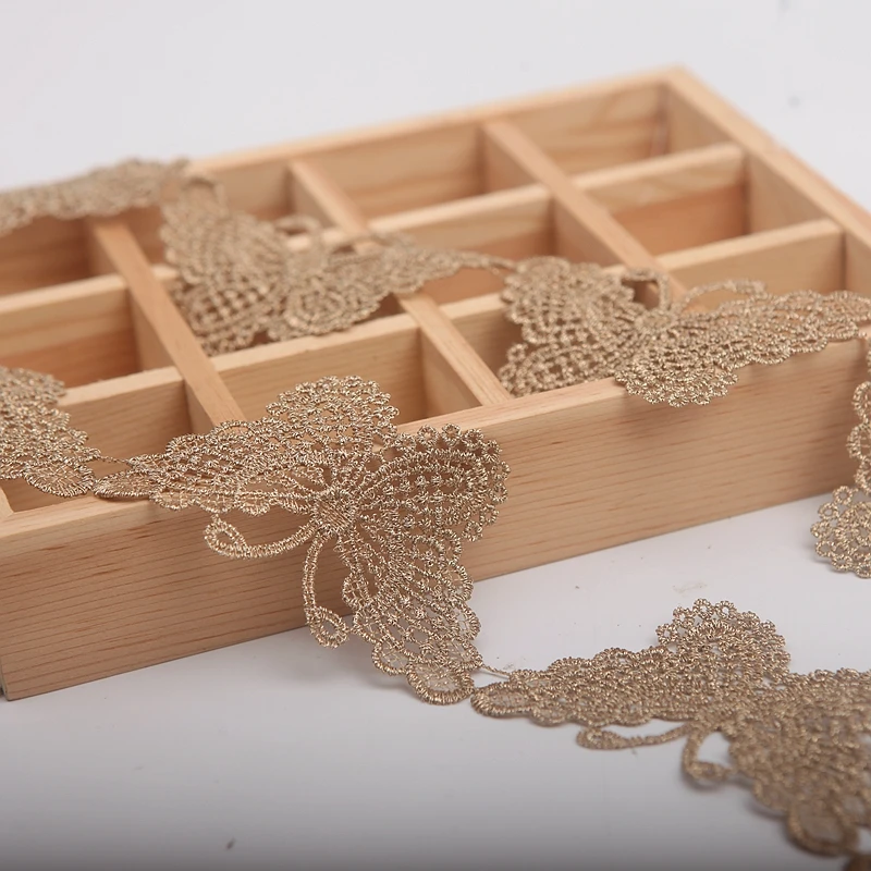 Золотая кружевная отделка 2021 год широкое кружево чосам аксессуары для рукоделия