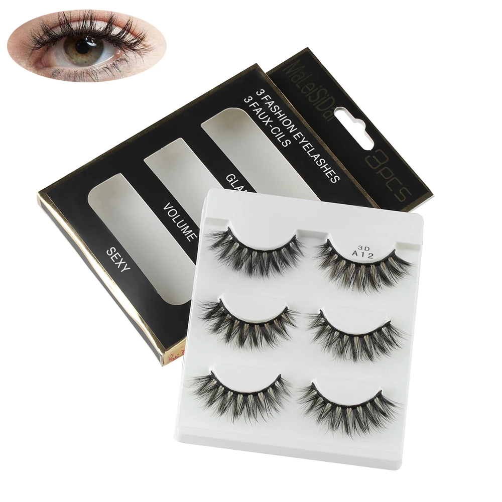 3 пары 3D очаровательные 100% натуральные норковые волосы