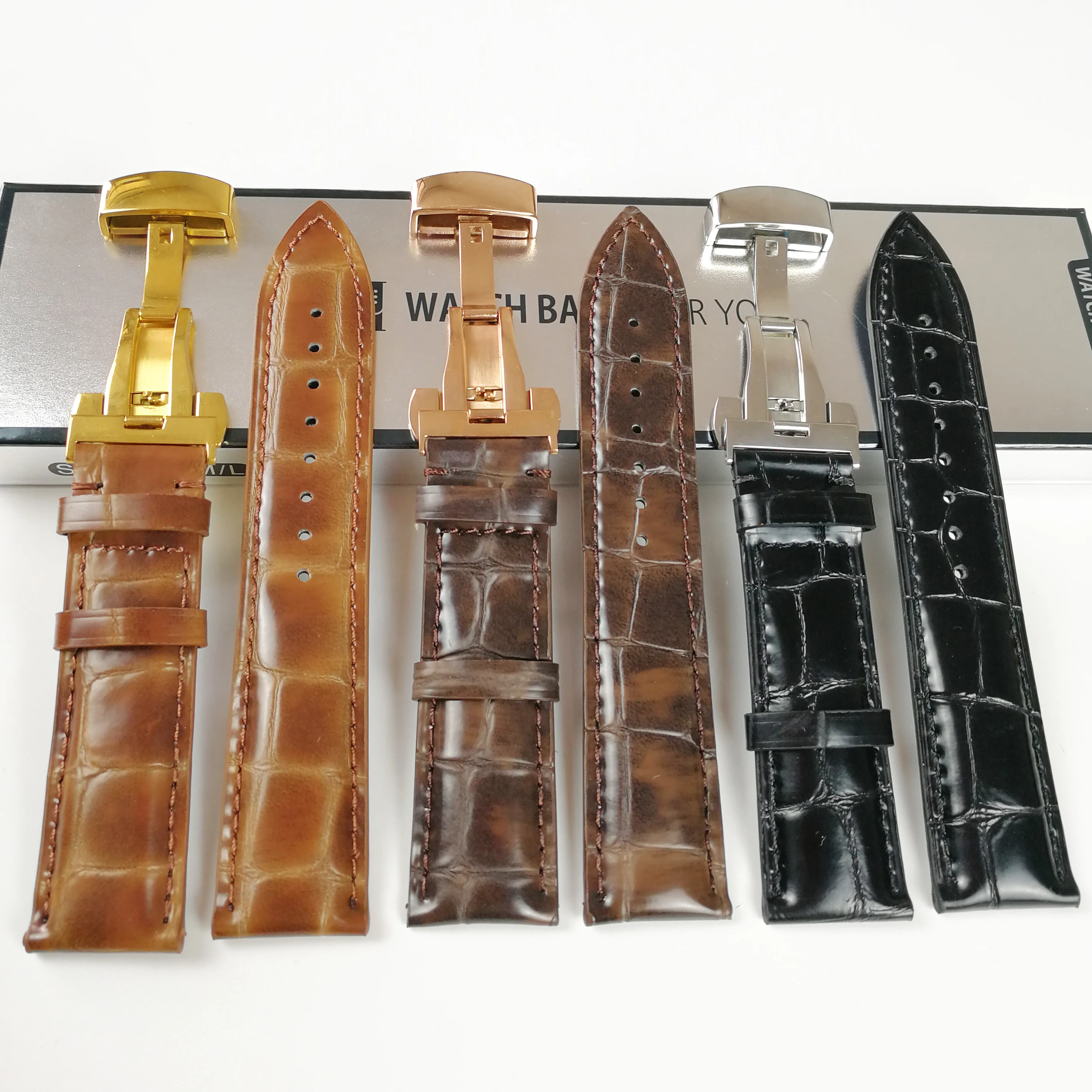 Universal Watchband Soft Calf Genuine Leather Watch band Strap 14 16mm 18mm 19mm 20mm 21mm 22mm 24mm Butterfly Buckle Bracelet | Наручные