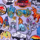 Нашивки с вышивкой Приключения на открытом воздухе, медведь, волк, термоклейкие нашивки для одежды, патчи для утюга в стиле парка Юрского периода, нашивки для одежды сделай сам