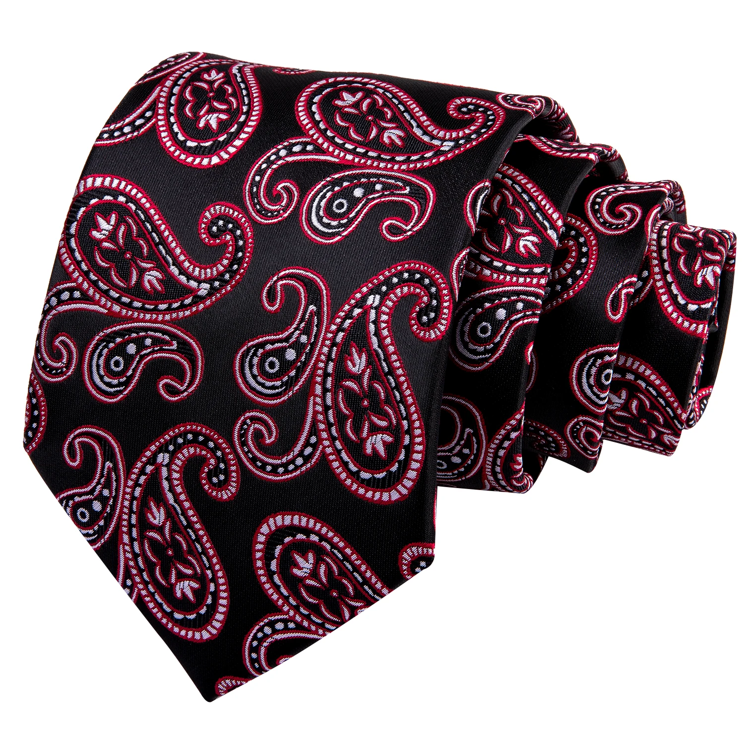 

Paisley Fashion Black Men Ties Set Neckties Handkerchief Cufflink Designer Jacquard Wedding Party Business Silk Barry.Wang Adult