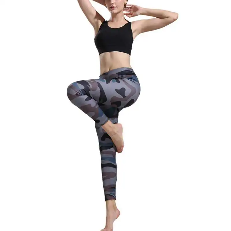 Брюки для йоги CK2232 модные камуфляжные штаны с высокой талией удобные