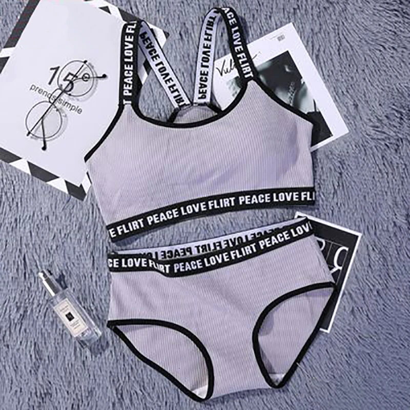 Комплект нижнего белья пуш ап для женщин комплект с буквенным принтом женский