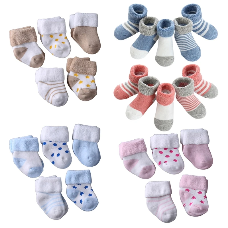 

5 Pairs Warm Baby Socks Autumn Winter Boys Girls Foot Sox for 0-3Years Thicken Cotton Terry Newborn Toddler Stockings
