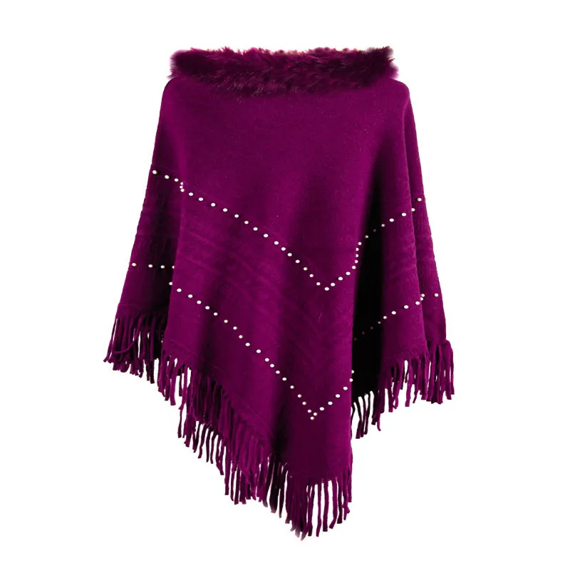 2019 теплый кашемировый пуловер Лоскутная накидка с кисточками из лисьего меха