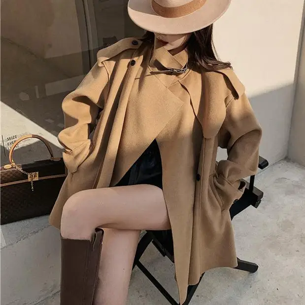 

ZHISILAO New Fashion Oversize Trench Coat Women Windbreaker Plus Size Solid Elegant Office Ladies Long Sleeve Trench Sashes