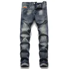Европейский и американский стиль, известные фирменные джинсы, штаны, мужские зауженные джинсы на молнии, прямые джинсы, брюки джентльмена, серые рваные джинсы для мужчин