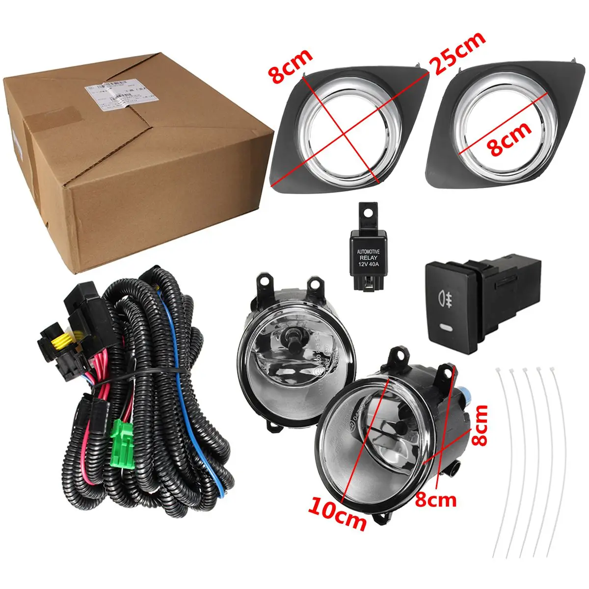 

New Pair Front Bumper Fog Light For RAV4 2009 2010 2011 2012 Fog Light Assembly Plating Lamp Cover Waterproof light bulb H11