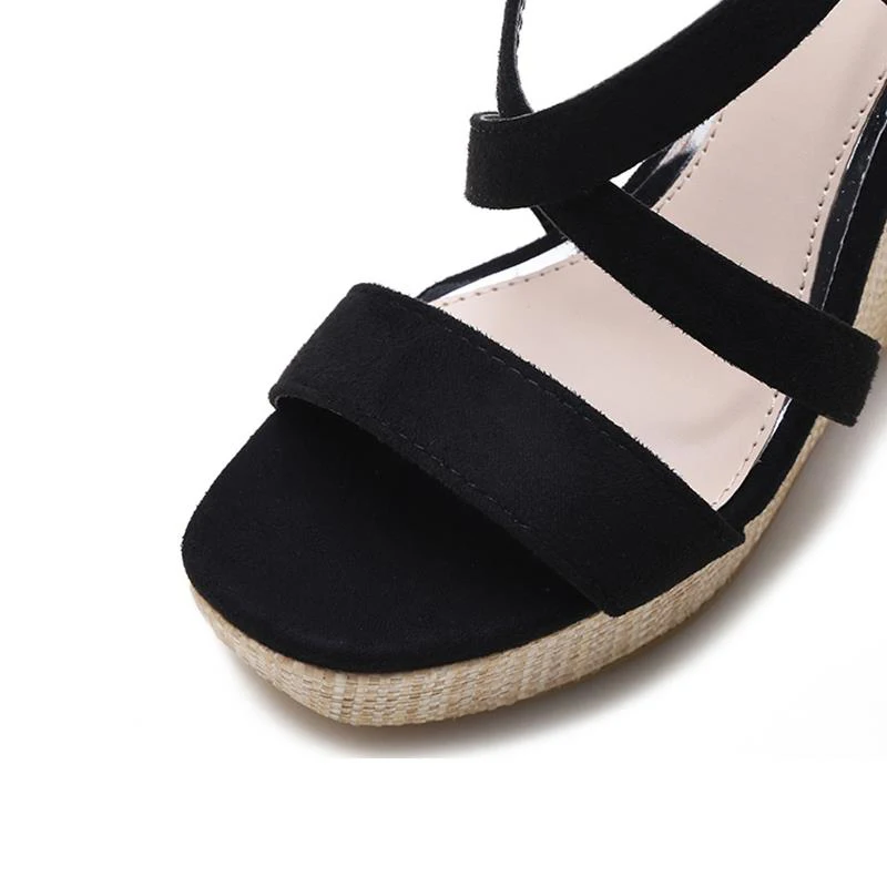 

Women's Summer Platform Sandals Cross-tied Ankle Strap Thick Heel Shoes Casual White Black Wedges Sandals for Woman Size 36-41