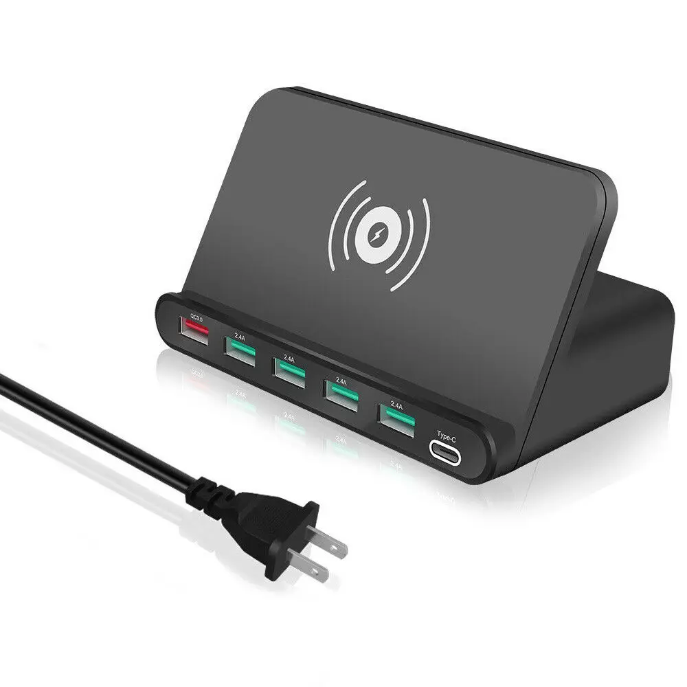 Беспроводное зарядное устройство QC3.0 с 6 USB портами настольная станция PD сетевое 60