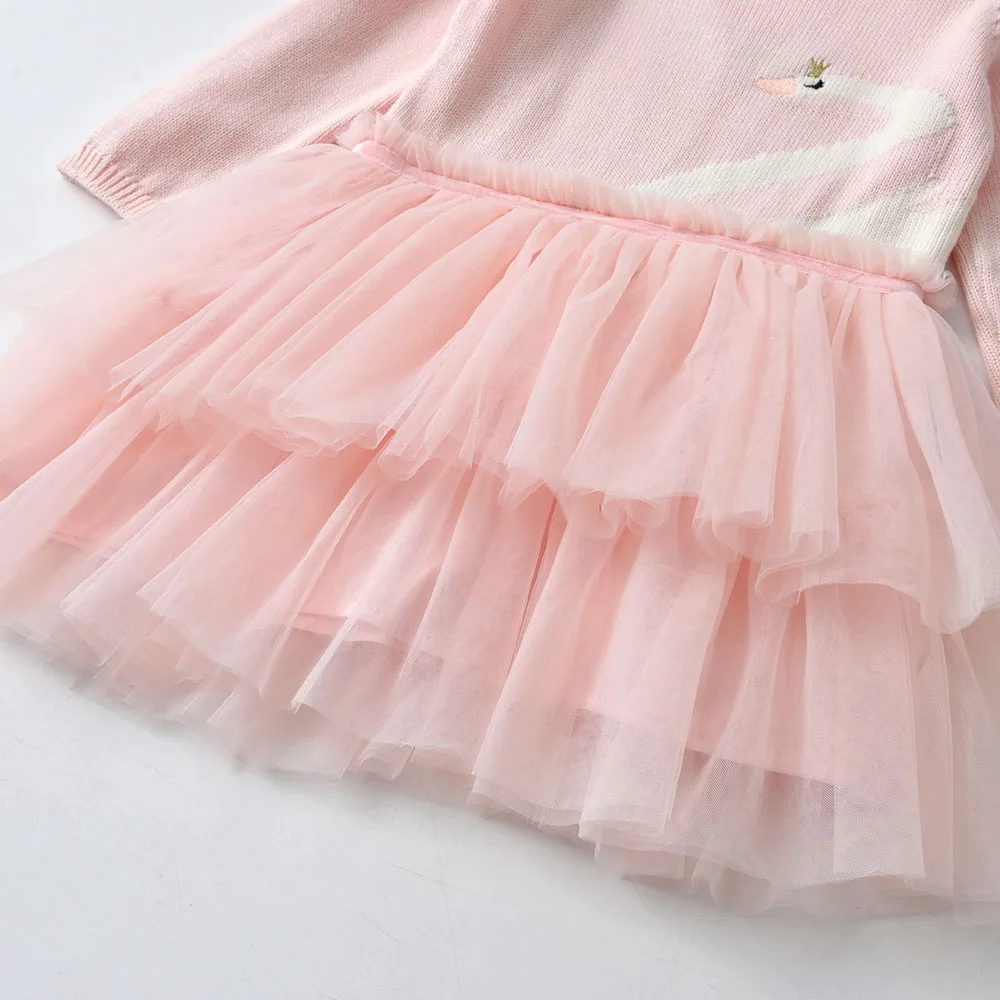 DXTON-su&eacute;ter de invierno para ni&ntilde;as, vestido de punto con Tops con tut&uacute;, ropa de punto infantil de Navidad, disfraz de manga larga-3