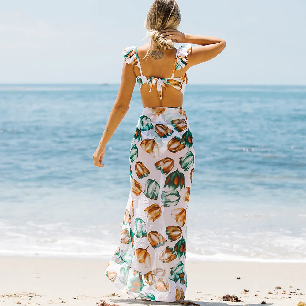 2021 женский купальник парео бикини с низкой талией пуш ап комплект рюшами