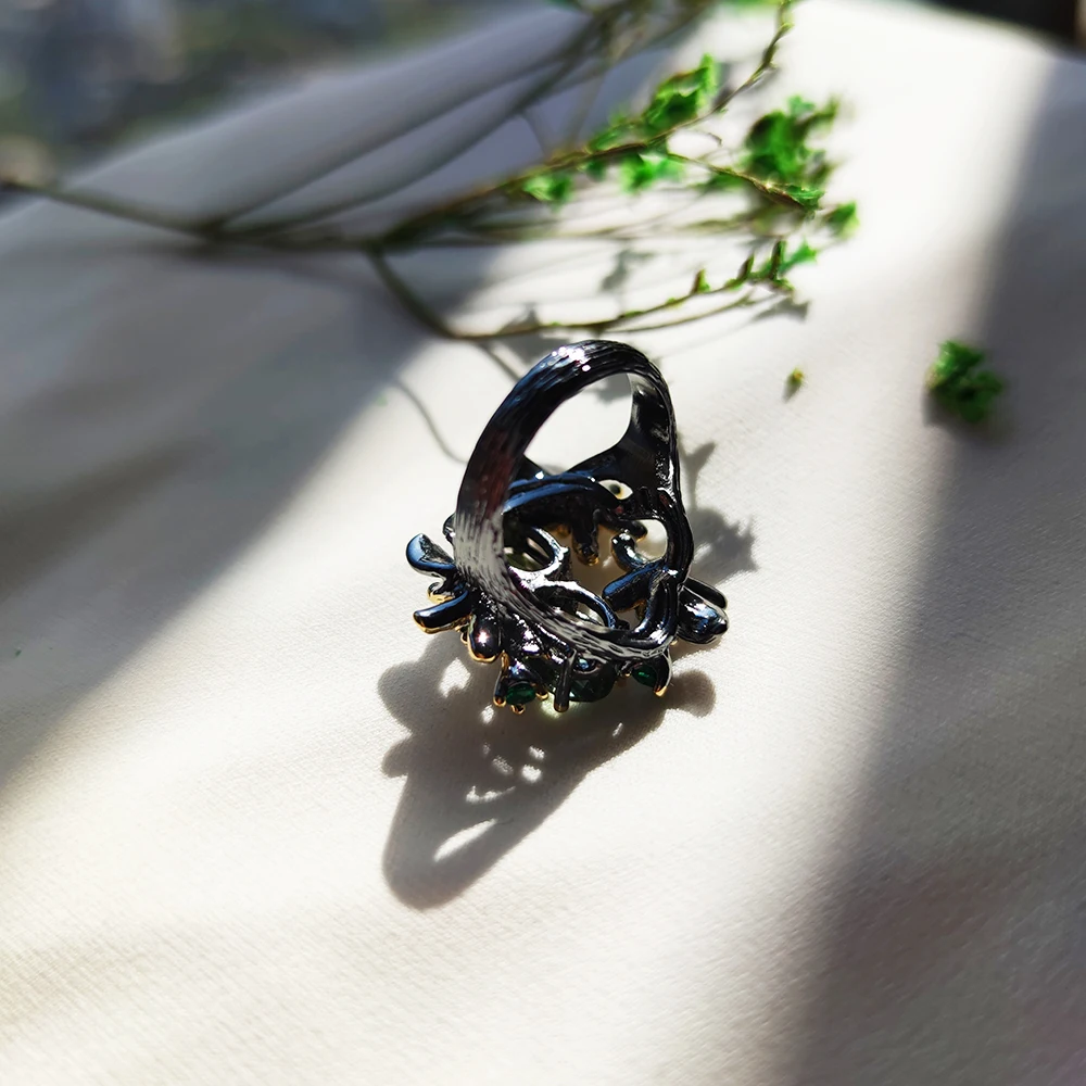 Красивые серьги Olivine с кристаллами Кольцо Ювелирный Набор цветок серьги мульти Циркон черный металл 2 шт Ювелирные наборы для мам подарки
