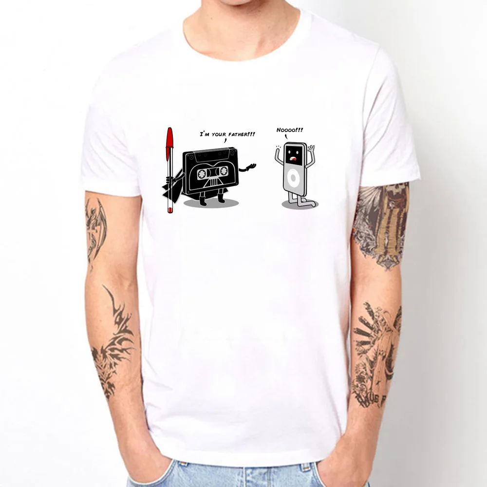 

Homme Camiseta Cool O-neck T-shirt Man Clothes NEW GEEK Music Player Print T Shirt Funny I'm Your Father Design Tee Shirt