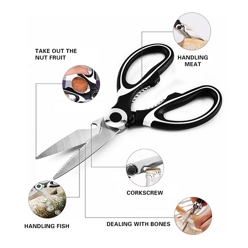 

Multifunctional Kitchen Scissors Stainless Steel Purpose Shears Tool For Meat Vegetable Barbecue Tool Scissors Kitchen Supplies