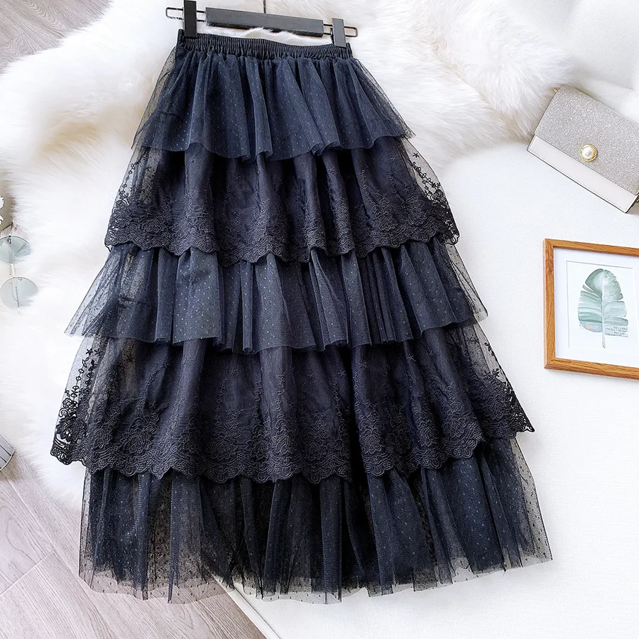 

2020 New Spring Fashion Women Skirts Women Lace Skirts Long Lace Skirt Women Fashion Clothing K68