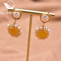 xlentag hand made natural white baroque pearl earring female couple wedding engagement party gift boutique fine jewelry ge0911c
