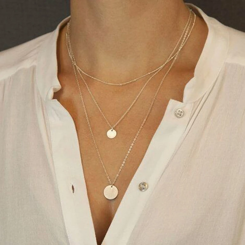 

Hot Gold Color Layered Necklaces 3 Layered Necklaces Disk Necklaces Layering Necklaces Layered And Long