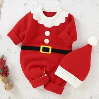 christmas costume 2021 new autumn winter knitting infant clothing baby jumpers newborn baby bodysuits for baby romper send hat