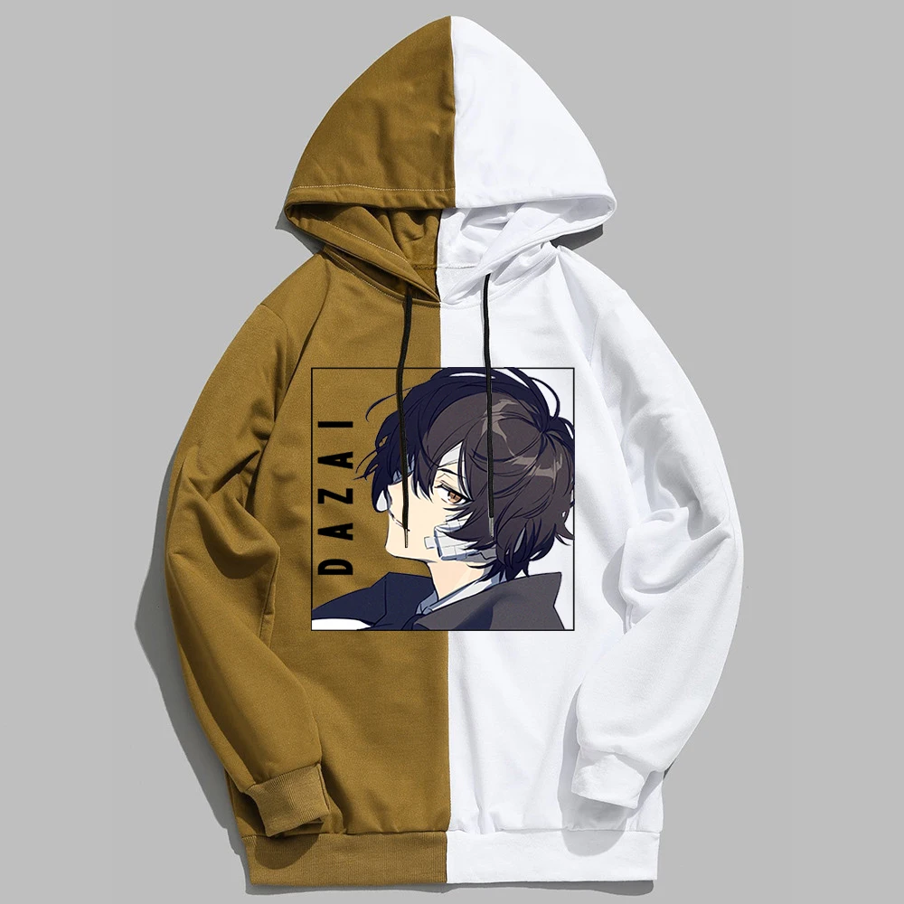 Patchwork Hoodies Japan Anime Bungou Stray Dogs Chuuya Nakahara Osamu Dazai Hoodies Women Men Anime Hoody Plus Size Clothing
