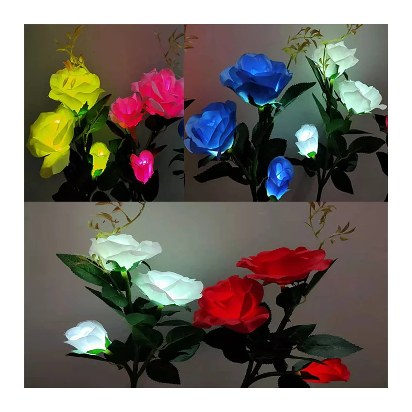 

Solar LED rose sunflower Lily chrysanthemum Calla tulip outdoor garden floor lamp