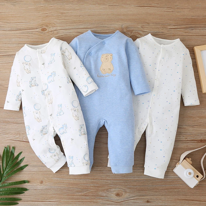 Newborn Fashion Baby Boy Girl Rompers 100% Cotton Infant Long Sleeve Clothing Sets Cartoon Printed Roupas De Bebe Baby Clothes