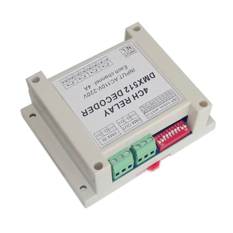 Оптовая продажа 4CH контроллер декодер AC110-220V DMX реле 4 канала dmx512 3P диммер