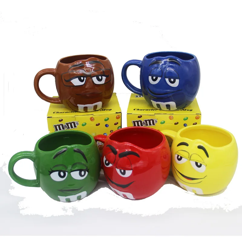 

Cute Bean Expression Coffee Mugs Ceramic Tea Cups Large Capacity Mark Cartoon Creative Drinkware Send Spoon
