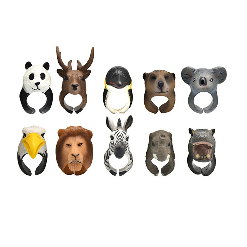 

10Pcs PVC Panda Animal Finger Puppet Rings Kids Storytelling Toy Party Props Cartoon Biological Child Baby For Birthday Gift