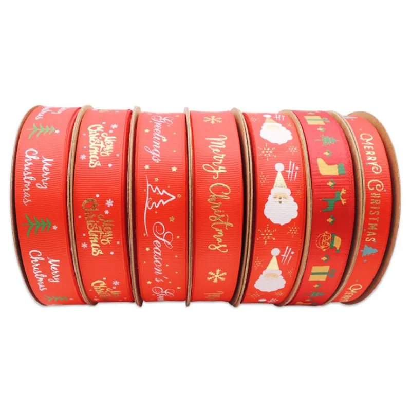 

10Yards 2.5cm /1.5cm/2.2cm Christmas Ribbon Printed Grosgrain Ribbons for Gift Wrapping Wedding Decoration Hair Bows DIY