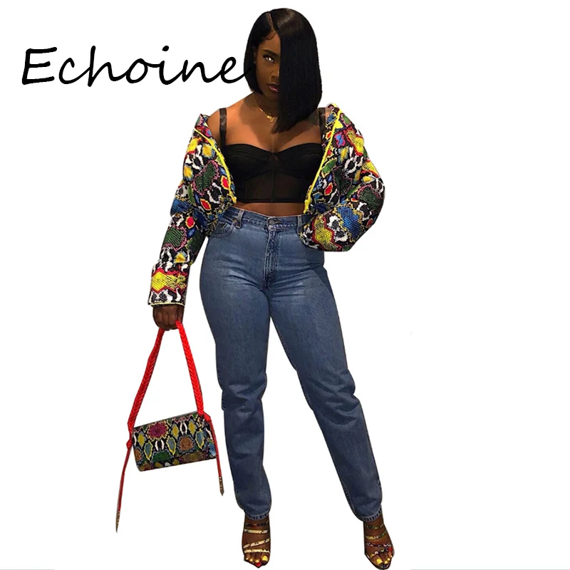 Модная женская куртка пуховик с цветным принтом короткая оверсайз зимнее пальто