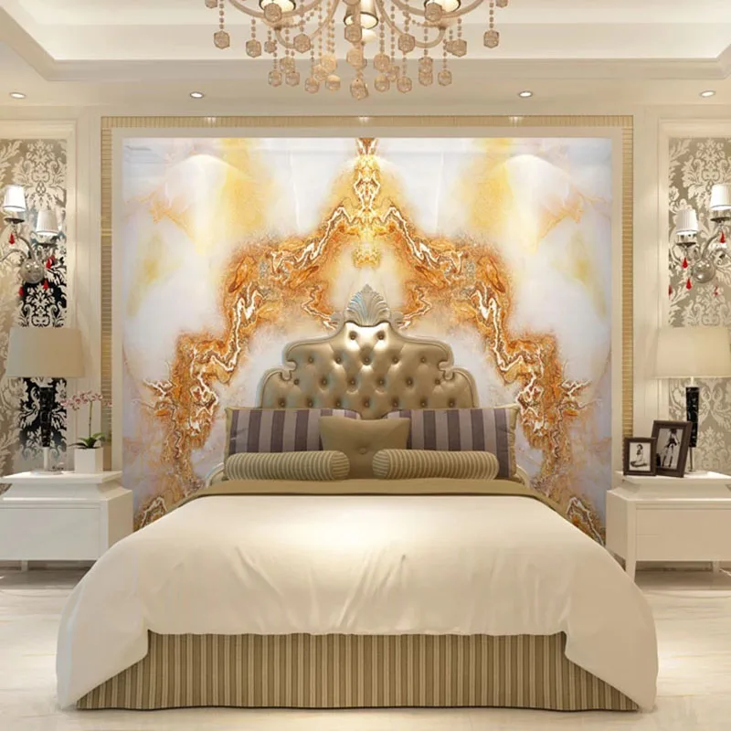 Пользовательские 3D фото обои Европейский стиль золотой нефрит Мрамор ТВ фон
