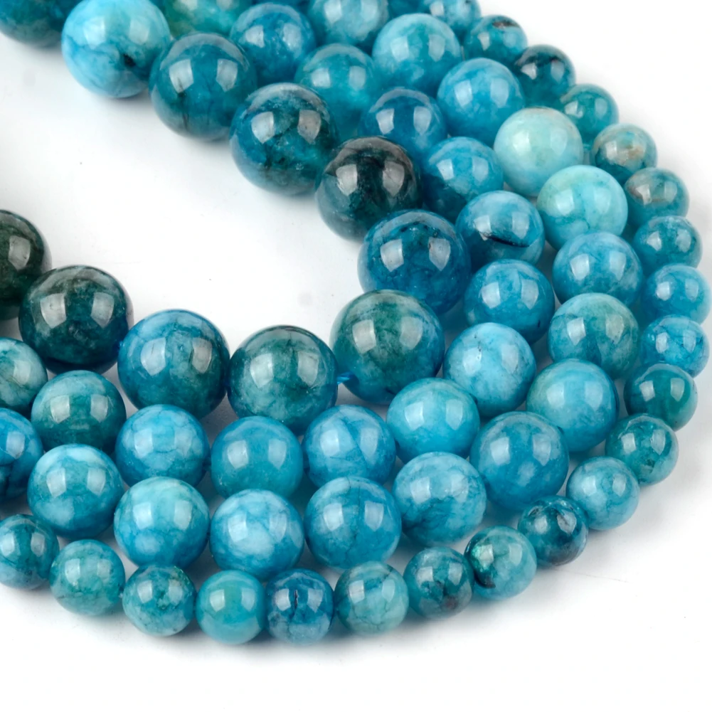 Бусины Из Натурального голубого апатита для изготовления ювелирных изделий