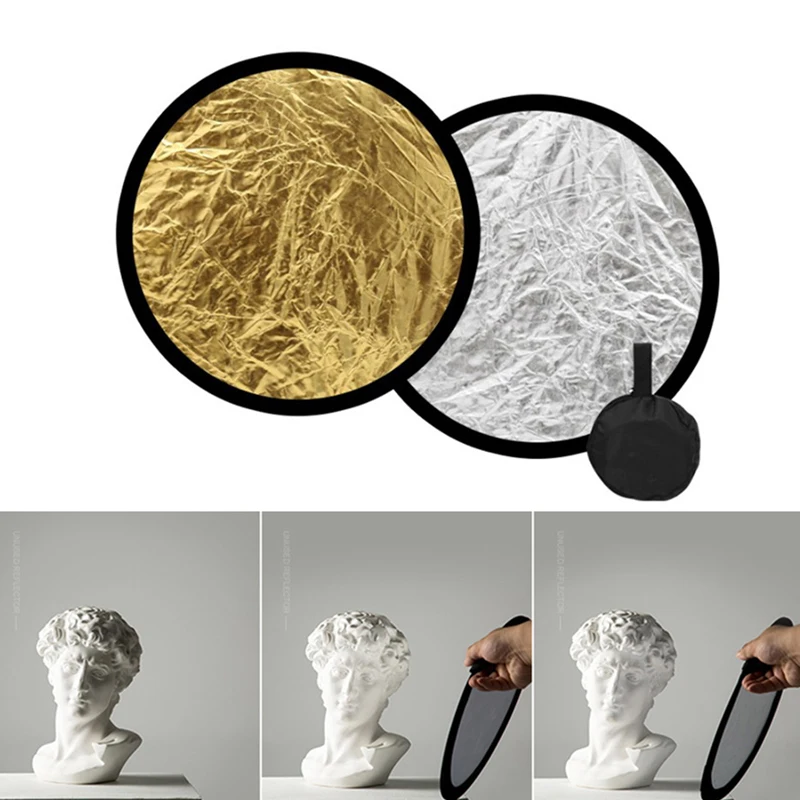 

11.8in Handheld Portable Round Reflector For Photo Studio Photography Accessory