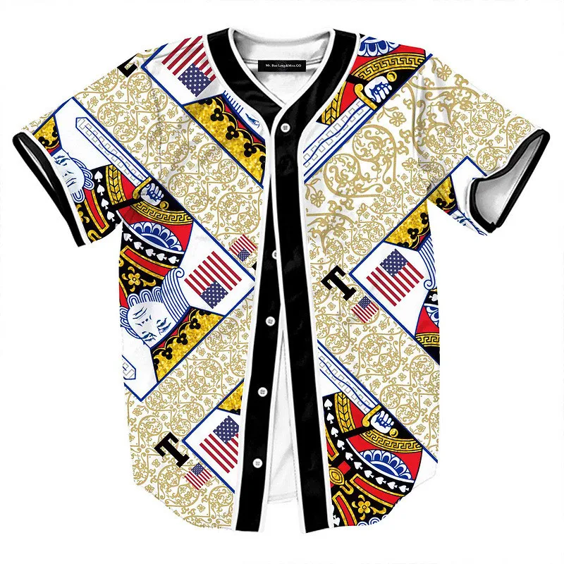 3D принт покер K King уличная футболка для мужчин хипстер хип хоп Бейсбол Джерси