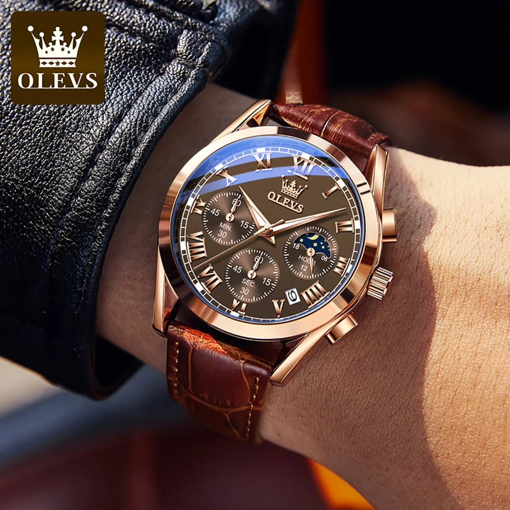 

OLEVS часы для мужчин модные деловые водонепроницаемые кварцевые наручные часы для мужчин лучший бренд роскошный кожаный ремешок спортивные ...