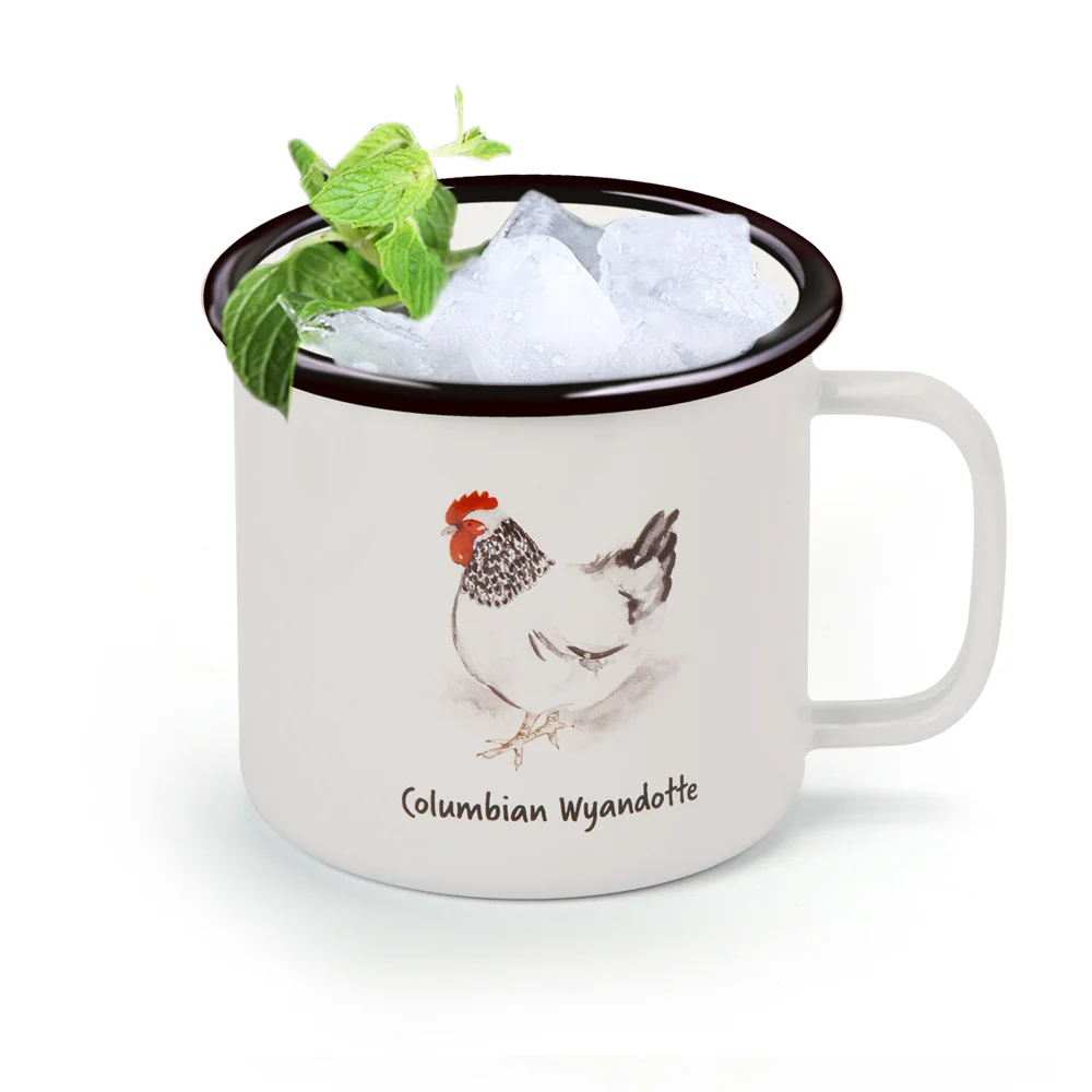 Кружка из нержавеющей стали с толстой эмалью Классический ретро узор кофейная