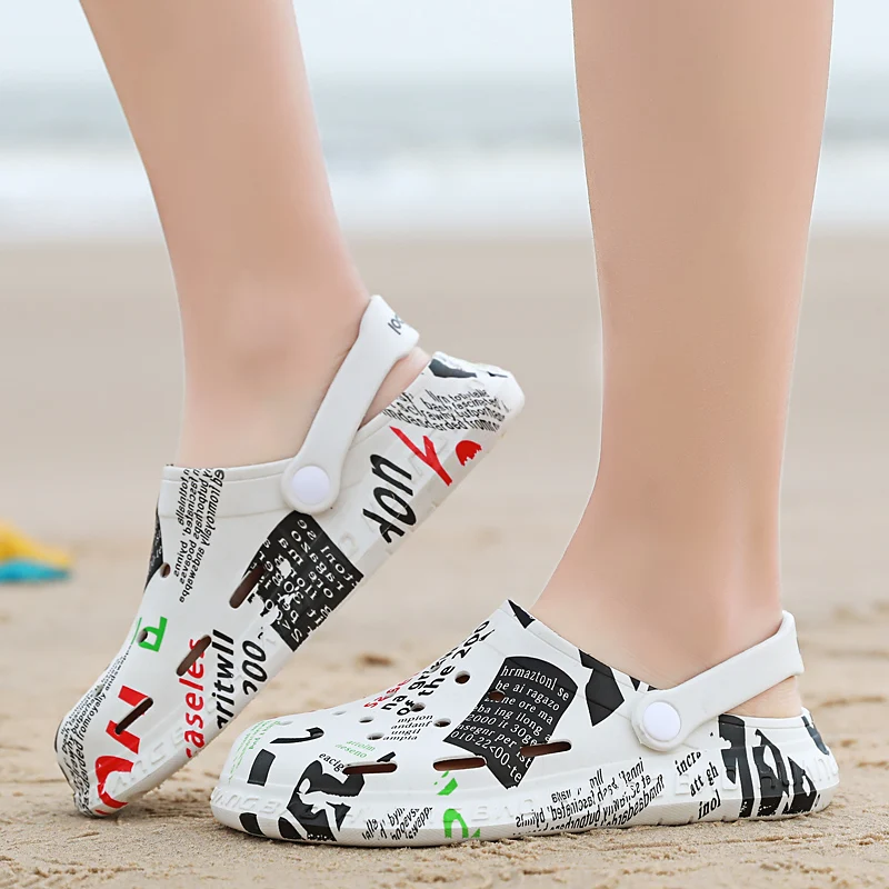 Сандалии мужские с рисунком модные шлепанцы для пар уличные пляжные сандалии