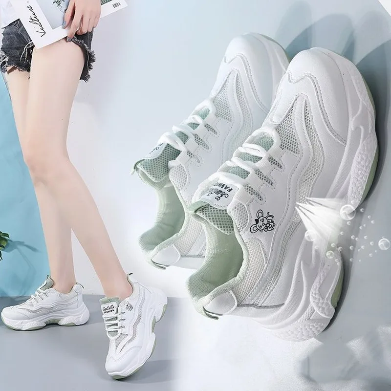 Женские массивные кроссовки модная женская обувь на платформе шнуровке дышащая