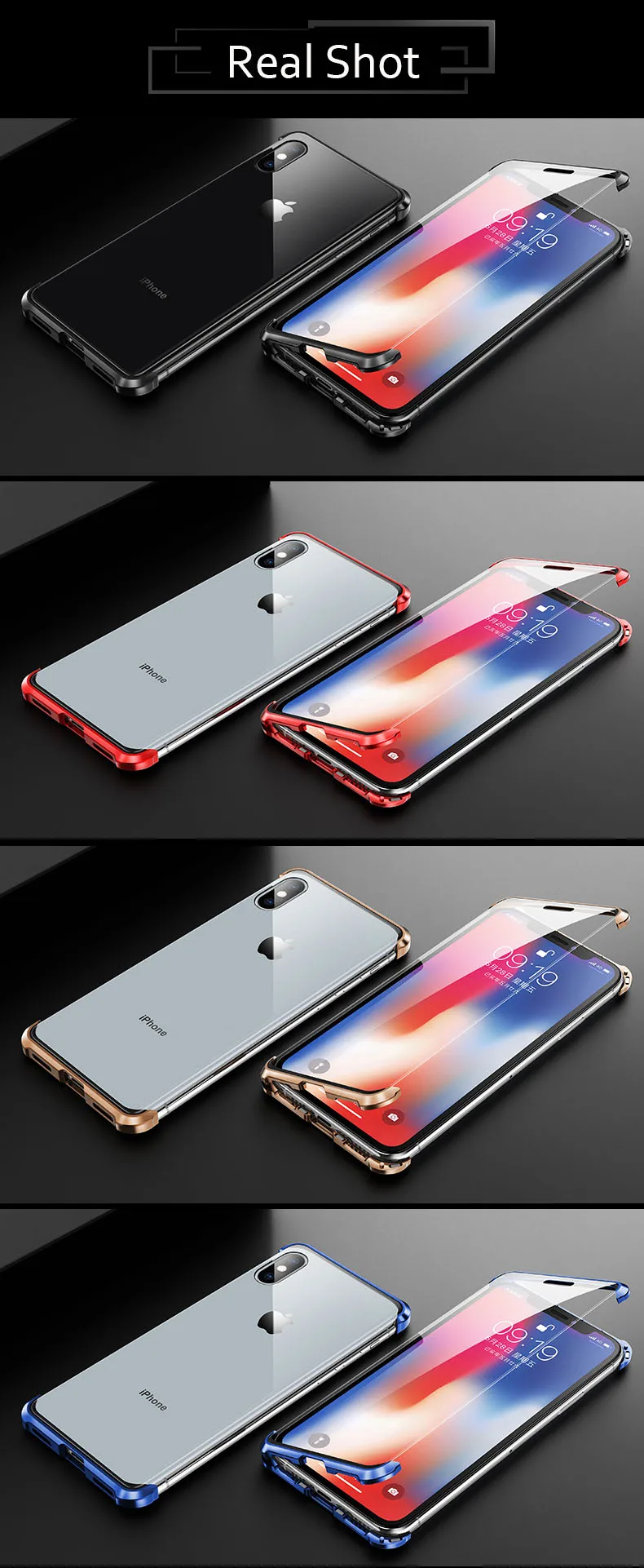 Бескаркасное двухстороннее закаленное стекло чехол для iPhone 10 6 6s 7 8 Plus XS Max XR X 8 Plus Магнитная Адсорбция металлический бампер крышка