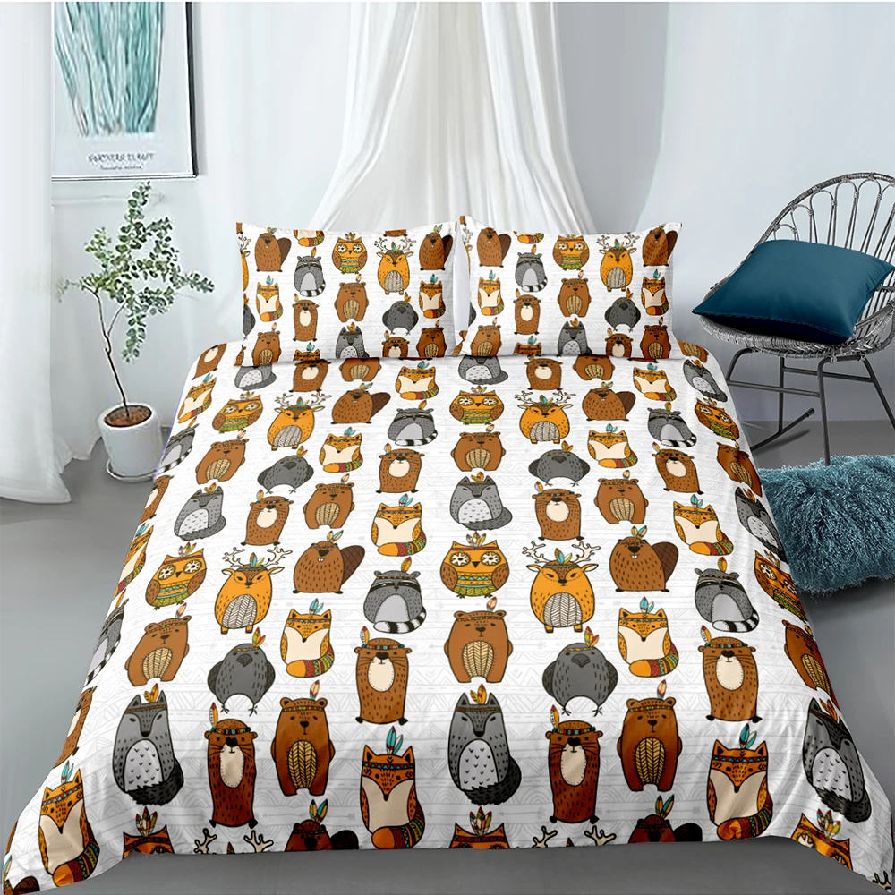 

Bear Family Bedding Set For Kids Cute Cartoon Duvet Cover Snowing Day King Queen Twin Full Single Double Unique Design Bed Set