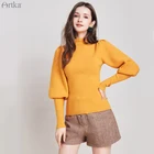 Женский свитер с рукавами-фонариками ARTKA, однотонная элегантная Облегающая водолазка в винтажном стиле, Осень-зима 2019