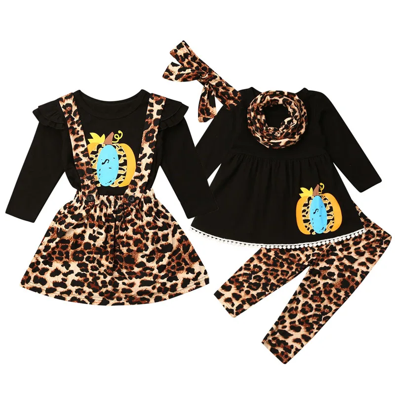 3 шт. футболка с длинным рукавом и юбка леопардовым принтом|Комплекты одежды для