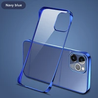 crystal transparent plating frameless phone case half wrapped hard pc anti fall protective cover for iphone 13 12 11 pro max