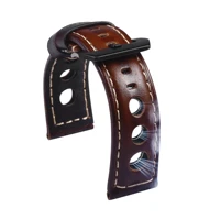 genuine leather watch strap vintage brown black 20mm 22mm 24mm watch belt for man three holes breathable soft watch band leather