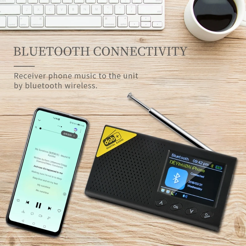 Портативное цифровое радио Bluetooth 5 0 DAB/DAB + и FM приемник перезаряжаемое легкое для