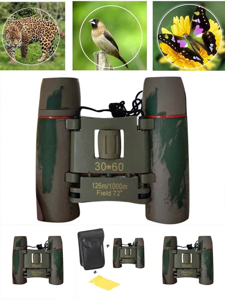 Сверхмощный портативный бинокль с красными пленками 30 х60 для активного отдыха
